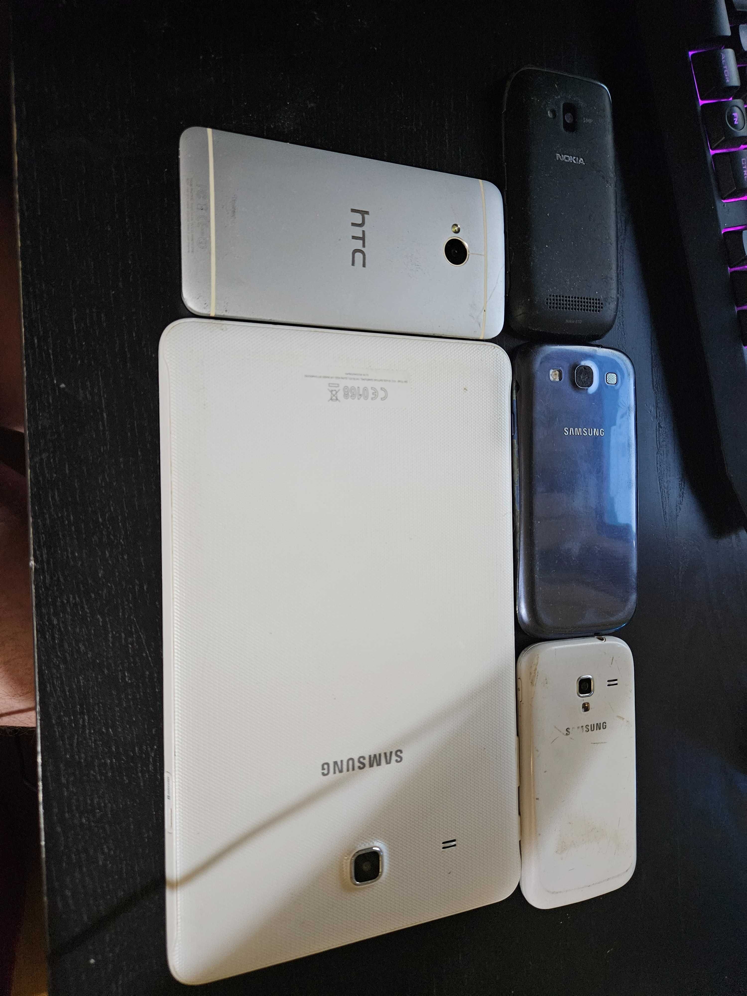 Zestaw uszkodzonych telefonów HTC, Nokia + Tablet Samsung