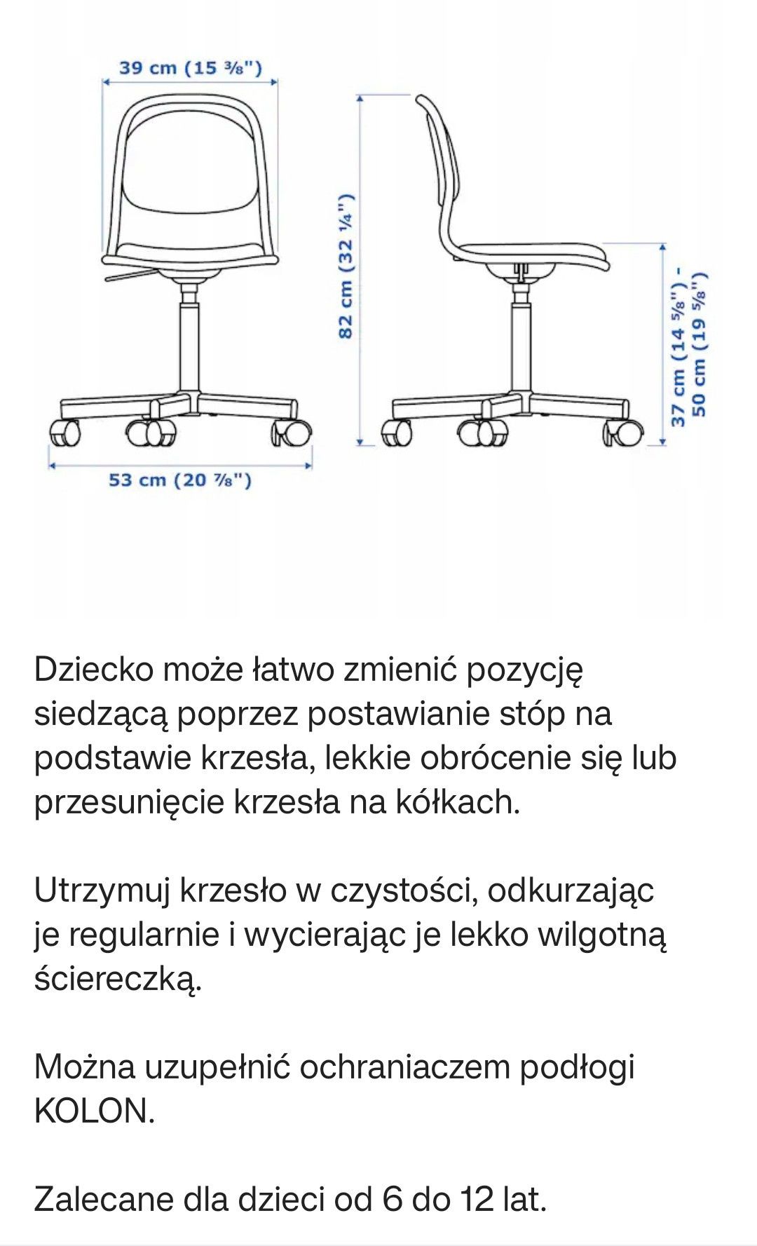 Krzesło obrotowe dla dziecka. Krzesełko fotel.