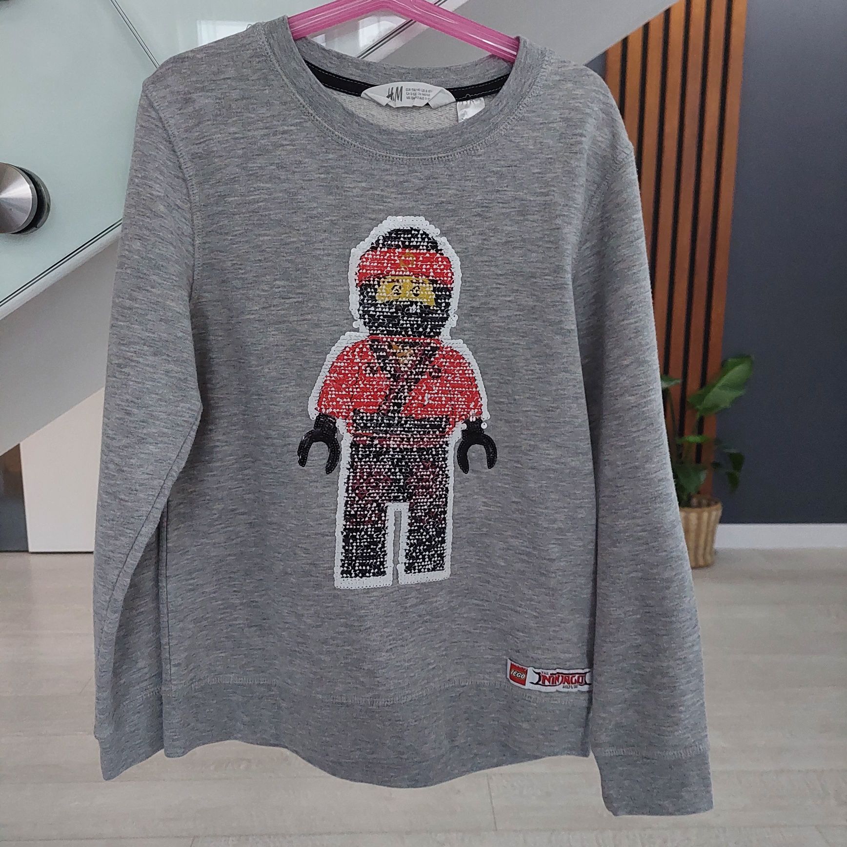 Bluza H&M NINJAGO Kai Lloyd cekiny 134 140 szara