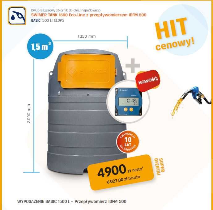 Zbiornik na olej napędowy SWIMER Eco-Line 1500 BASIC CENA BRUTTO!