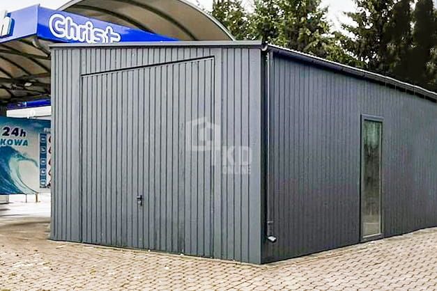Garaż Blaszany 5X6M Brama Dwuskrzydłowa Okno Antracyt Dach Spad Tkd260