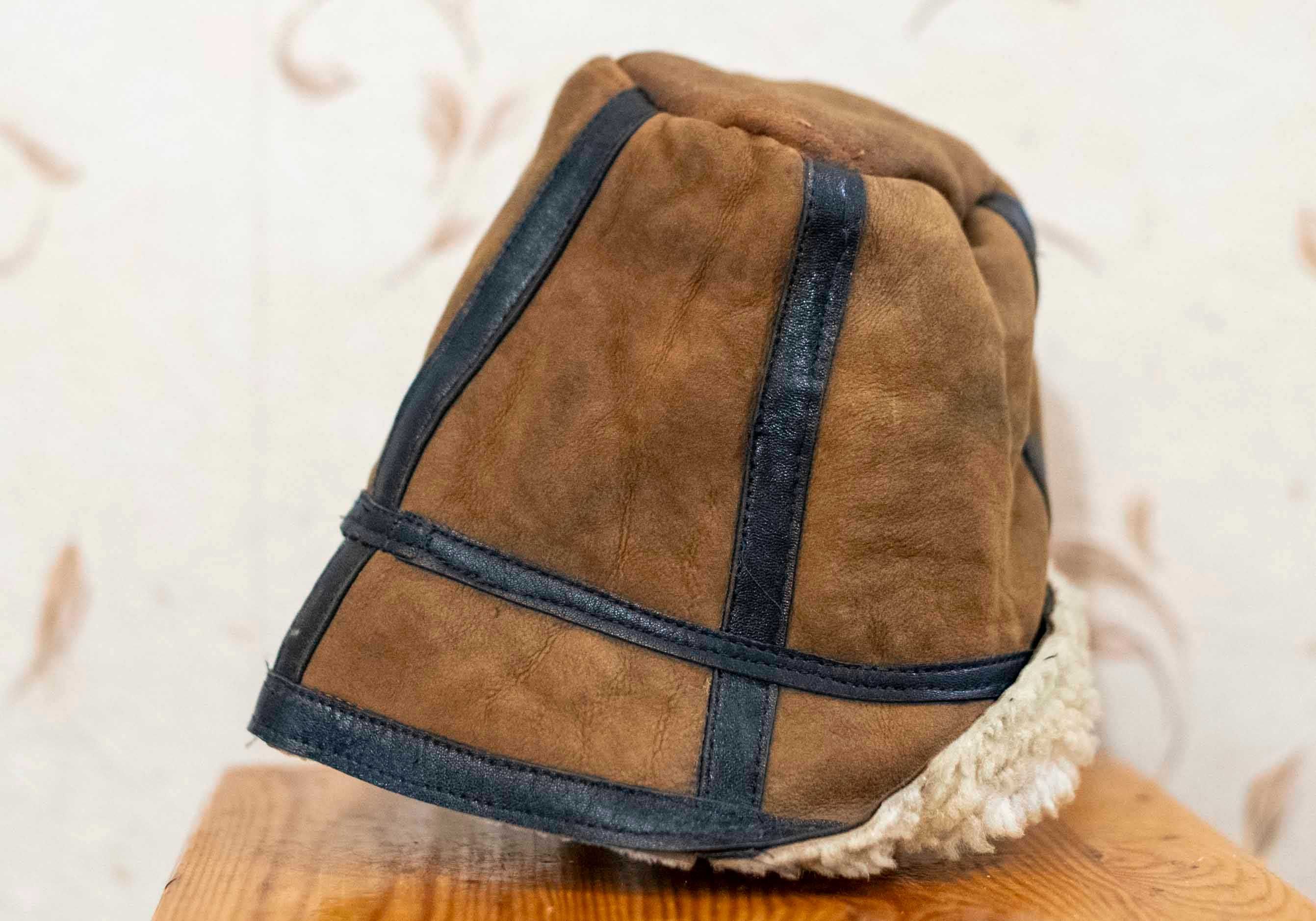 Stylowa czapka kapelusz zimowa z naturalnego futra retro design ciepło