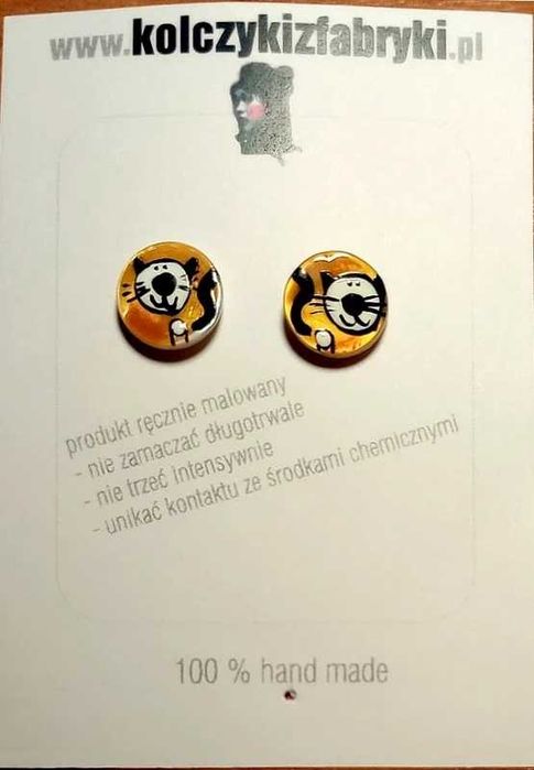 Kolczyki z fabryki – koty, hand made