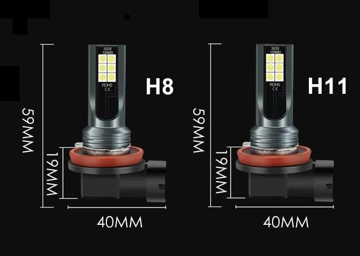 Żarówki H11 H8 12LED 3030SMD 1200 LM