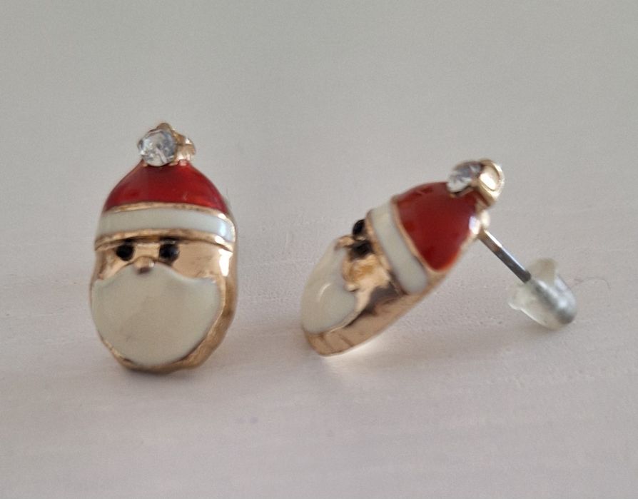 Świąteczne bożonarodzeniowe kolczyki Mikołaje