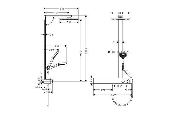 Hansgrohe system prysznicowy Raindance E 300 1jet 600 ST