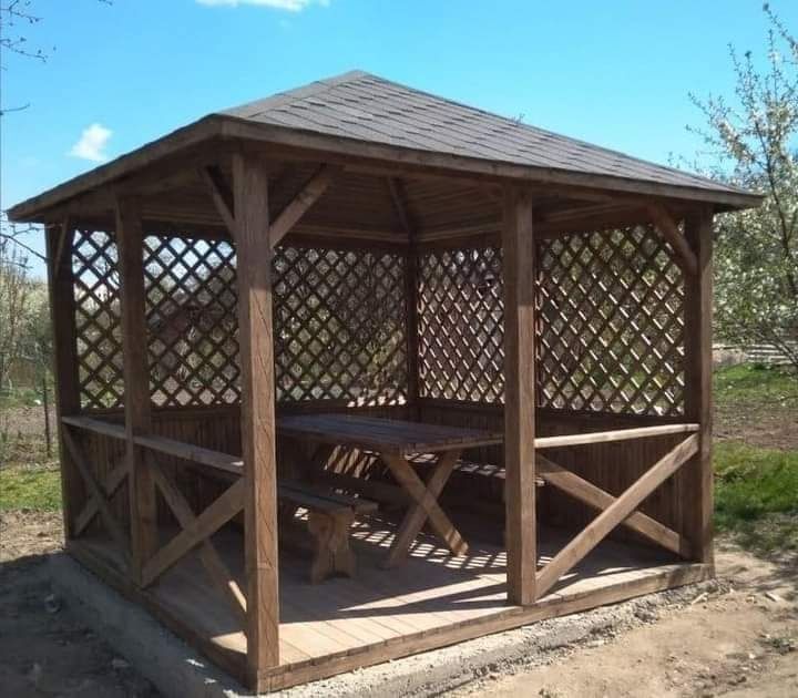 Альтанка дерев'яна бесідка_тераса_бесєдка_навіс_беседка_бісєдка