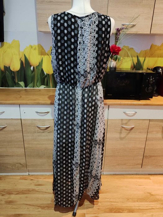 Zwiewna długa sukienka Jean Pascale rozmiar 44/46 poliester