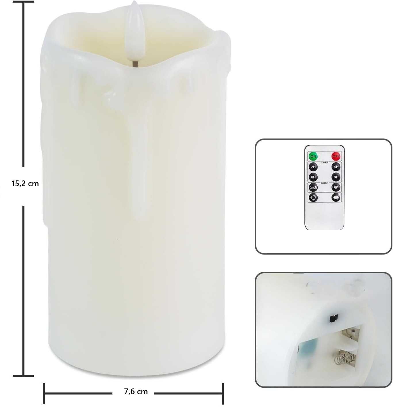 Zestaw 2 świec LED Homemory z woskiem i pilotem 7,6x15,2 cm