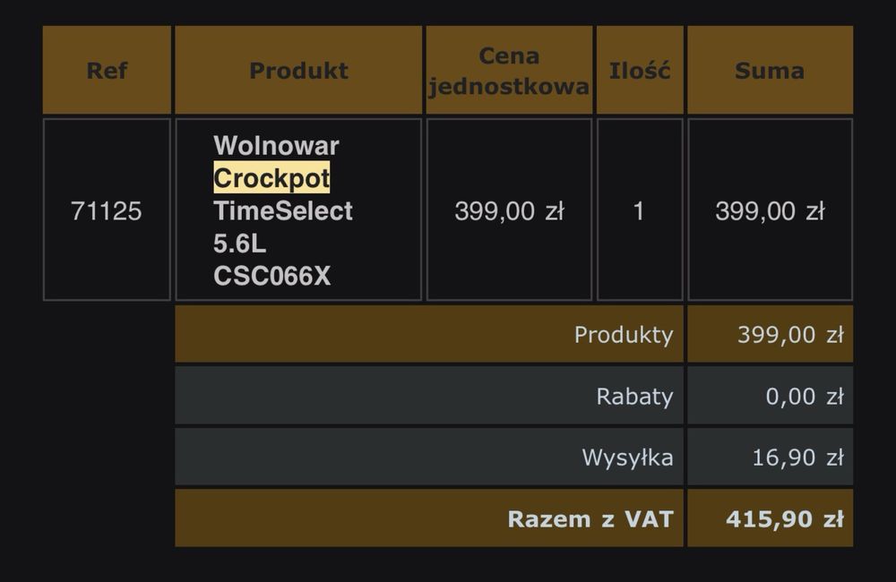 Wolnowar Crockpot TimeSelect 5.6L CSC066X