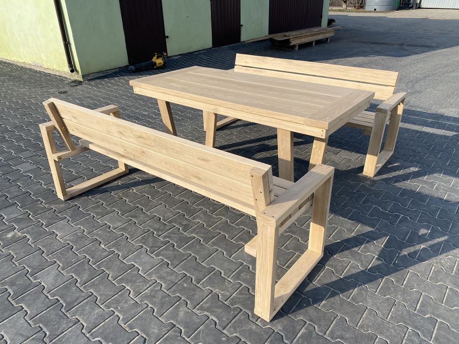 Stół z ławkami dąb komplet
