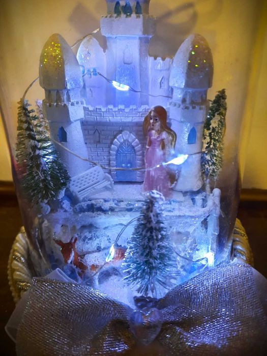 Lodowy zamek pałac ozdoba świąteczna krajobraz 3D