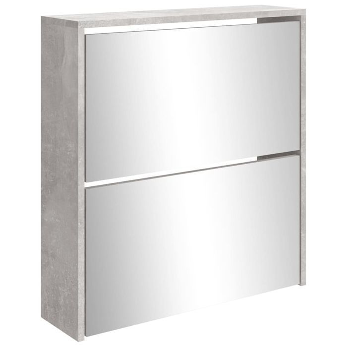 Vidaxl Szafka Na Buty, Lustro I 2 Szuflady, Szary Beton, 63X17X67 Cm