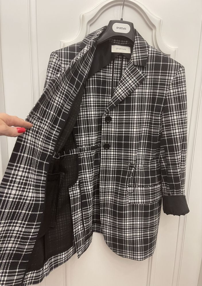 MAX MARA piękna marynarka w kratkę, z ściąganiem w talii