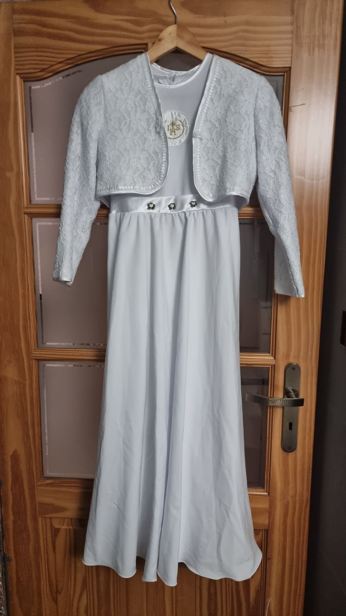 Sukienka komunijna z bolerkiem i dodatkami   , opaska,torebka i rękawi