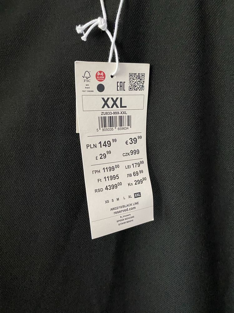 Reserved spodnie damskie XXL czarne nowe