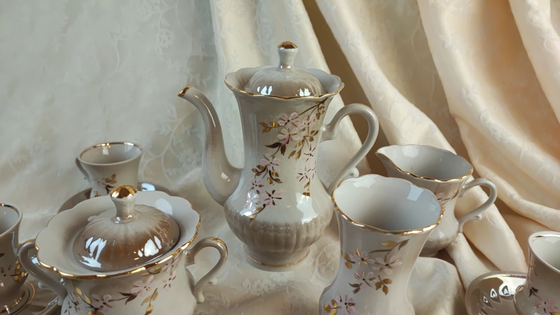 .Serwis kawowy Ręcznie malowany Porcelana  ZSRR.Ukraina HOR