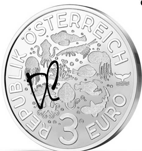 Moeda de 3 euros dá Áustria 2025.