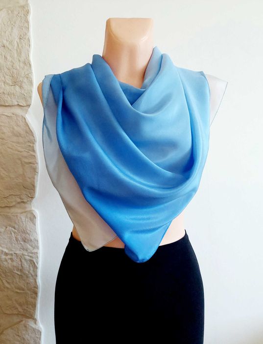 Milanówek? Elegancka Duża Apaszka Naturalny Jedwab100% SILK Lata 90-te