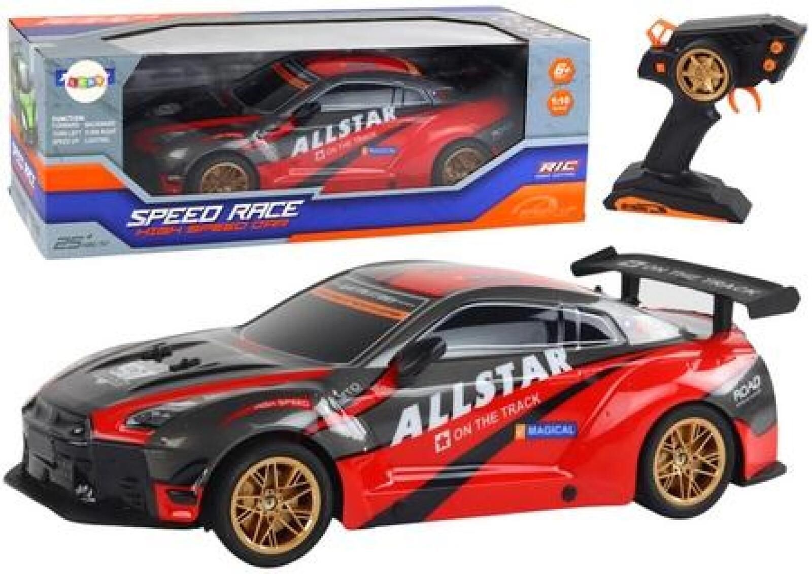 Auto sportowe R/C 1:10 czerwone pudełko,197x578 mm