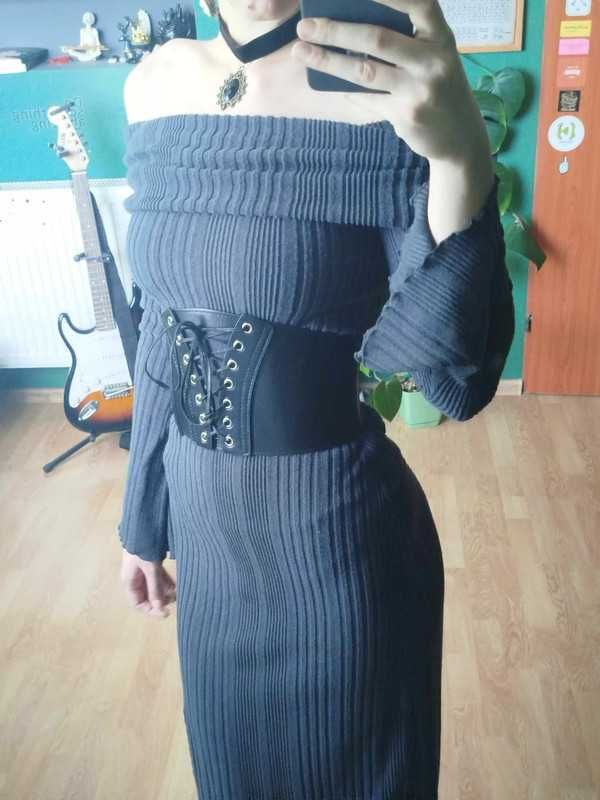 Szara sukienka poliestrowa wiedźmin witcher yennefer