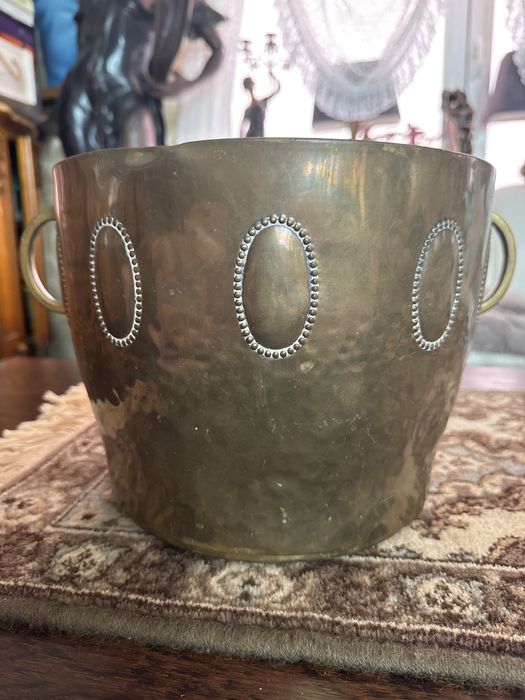 Stara mosięzna doniczka donica odsłonka na doniczke handmade