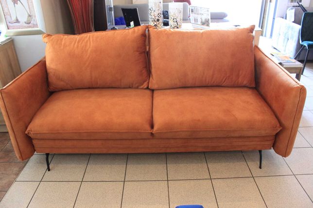 Sofa kanapa AKITA rozkładana pomarańczowa od ręki