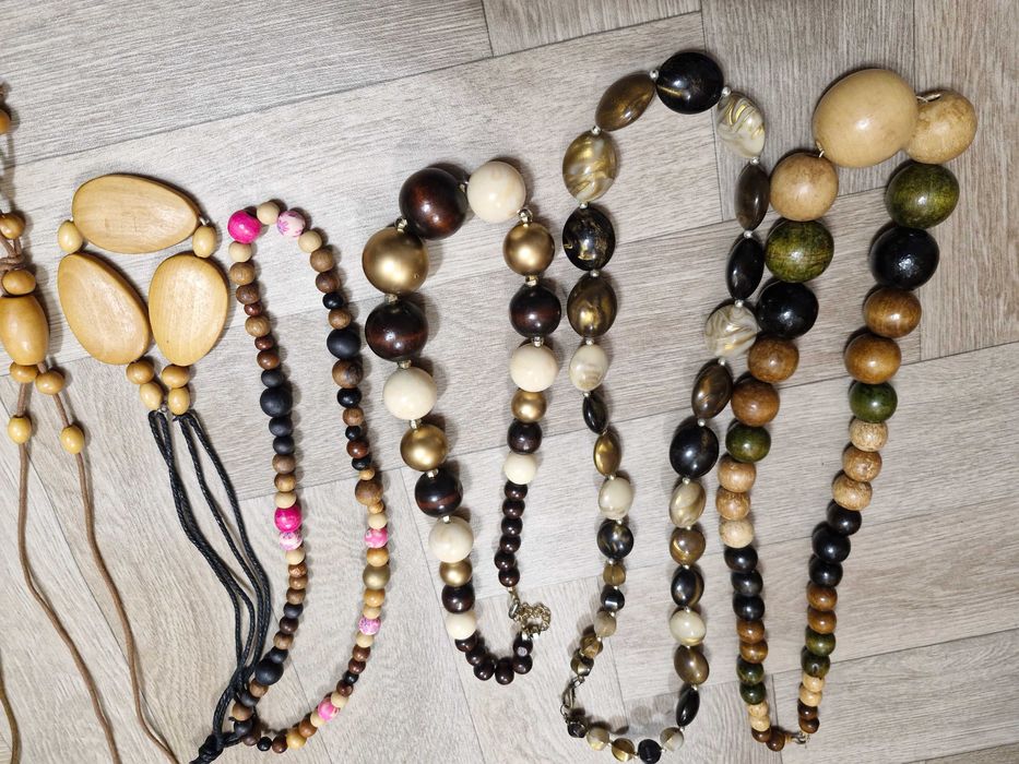 naszyjnik drewniany korale naszyjniki zestaw