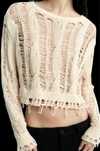 Nowy sweter z podarciami Zara bezowy kremowy xs