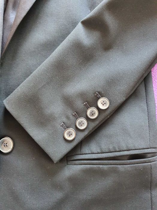 Blazer/casaco preto da Zara, com lapela acetinada, forrado, Tam S