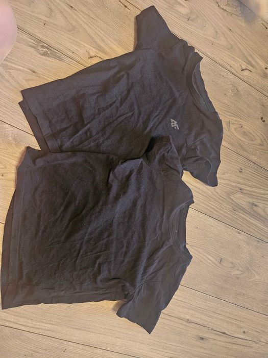 Dwie czarne bluzki, 110/116, H&M i 4F, stan bdb