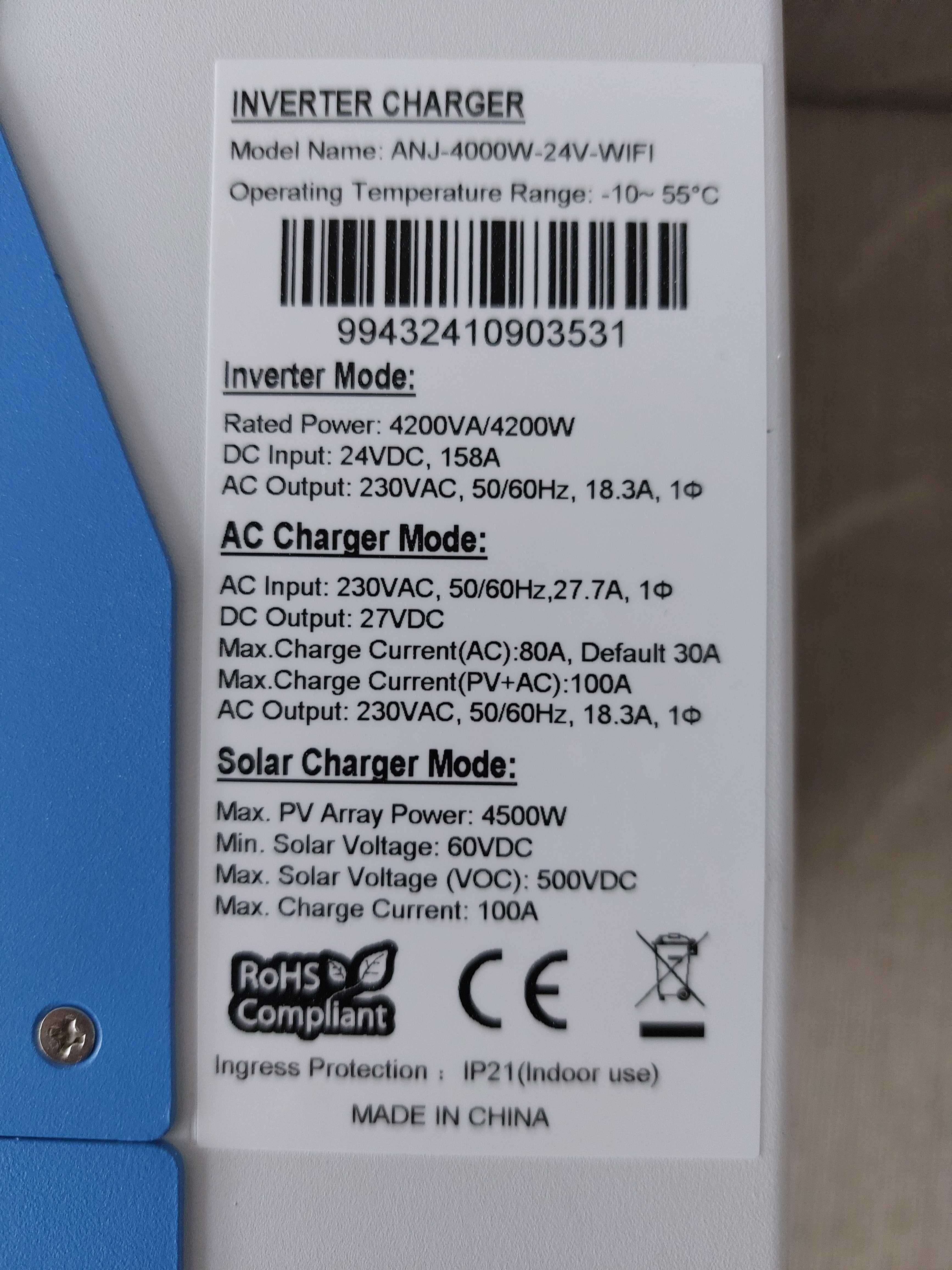 Inwerter hybrydowy ANJ-4kW-24v-WiFi