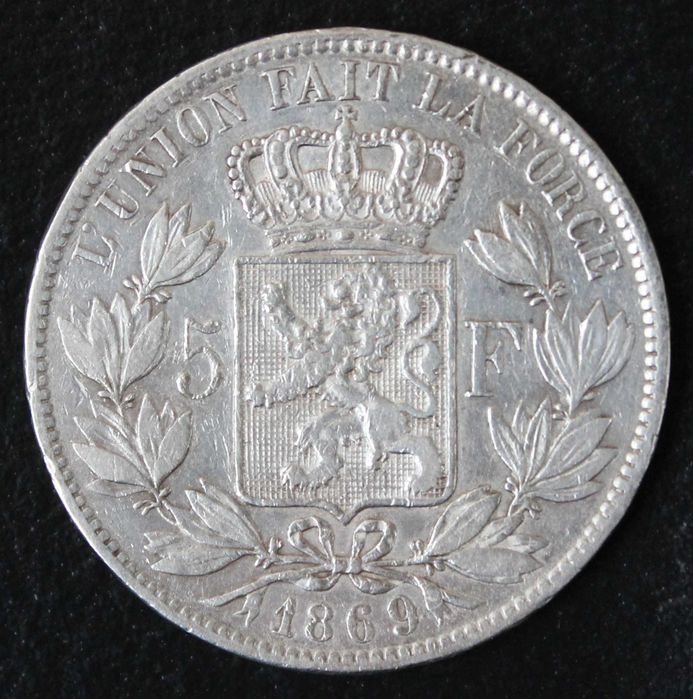 монета 5 франков 1869,1873 года