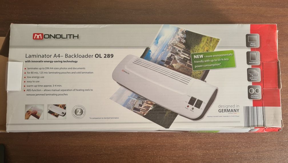 Laminator Monolith A4 / model OL 289 + folie 100 sztuk