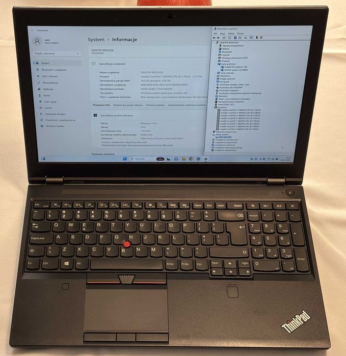 Laptop Lenovo P50 – 15,6" / i7 / 16 GB RAM / 512 GB SSD / Windows 11