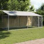 Jaula para cão com telhado/porta 4x2x2 m aço galvanizado cinza