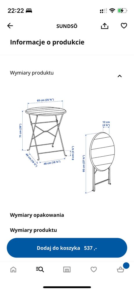 Zestaw Ikea SUNDSO stół + 2 krzesła (mam dwa komplety)