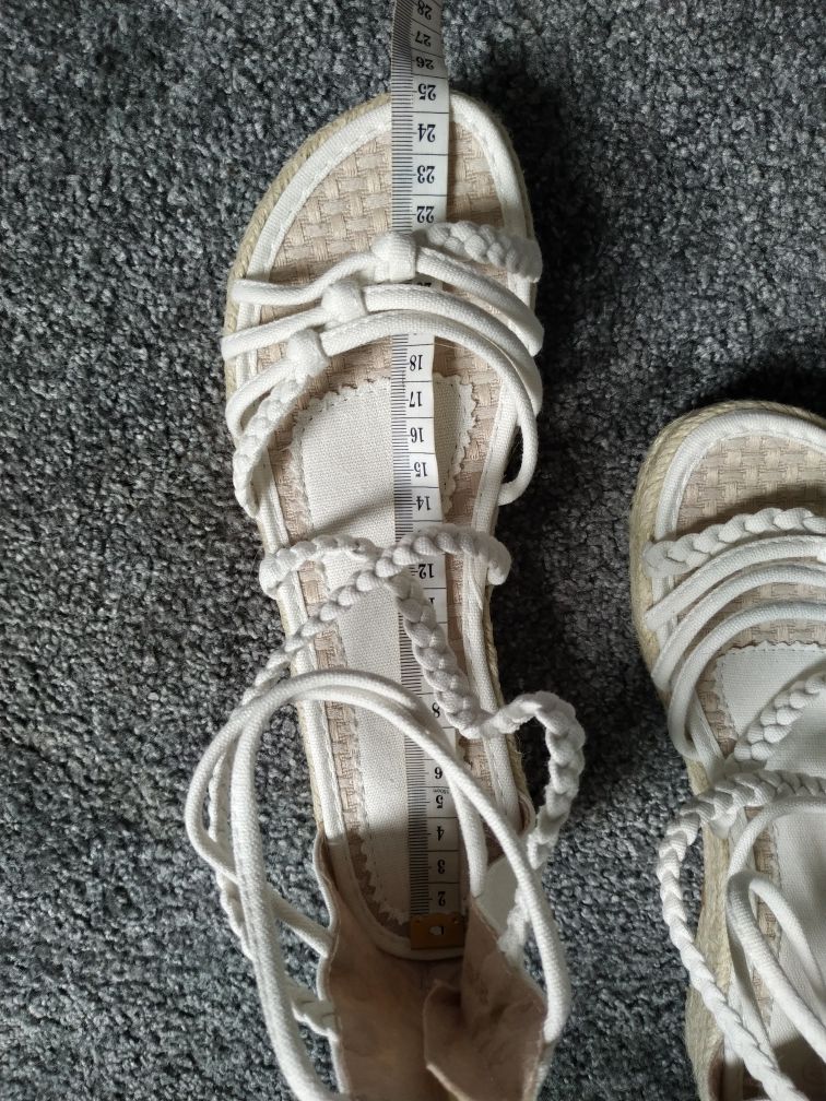 Sandały Espadryle na koturnie 24 cm Boho ecru