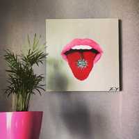 Картина Губы, рот, язык, кактус, поп-арт, декор, интерьер,подарок,лофт