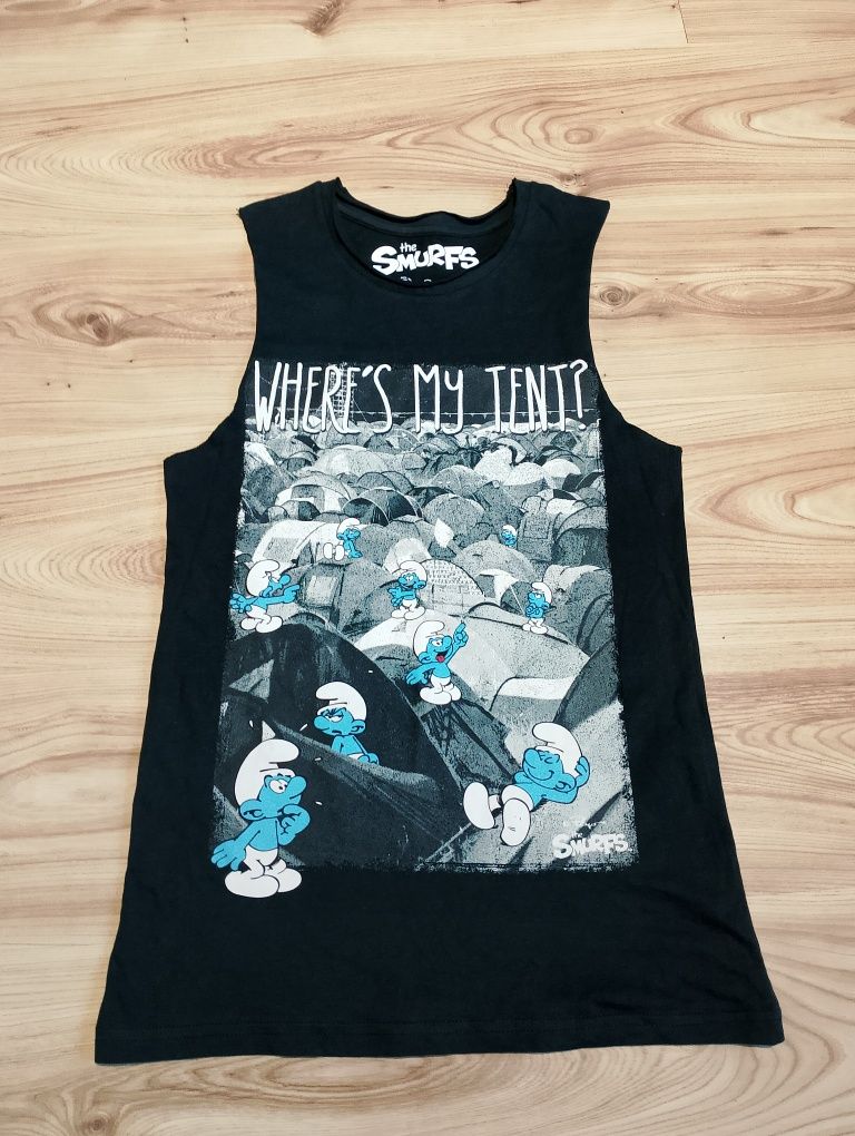 Czarny Damski Podkoszulek Tank Top Smerfy The Smurfs Gargamel