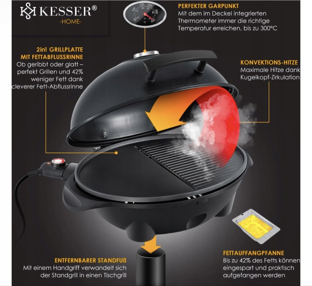 Elektryczny grill 2w1 z płytą grillową
