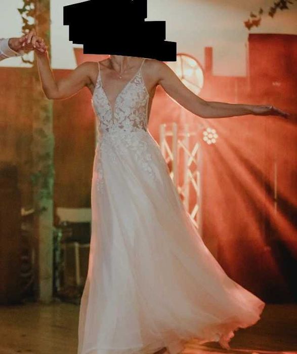 Piękna suknia ślubna, koronka i tiul. Nowa, założona raz, stan idealny