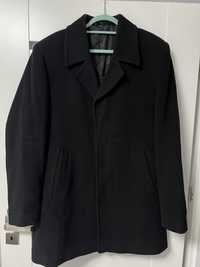 Płaszcz męski krotki czarny L na guziki kryte kurtka na zime