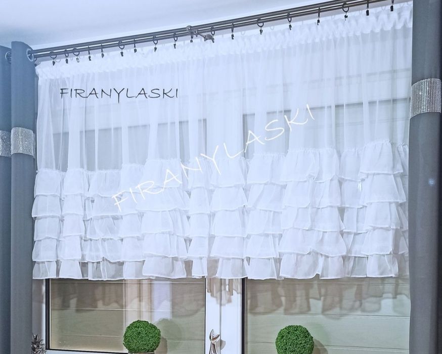 Firana falbanki 400x100 firany gotowe do pokoju salonu kuchni