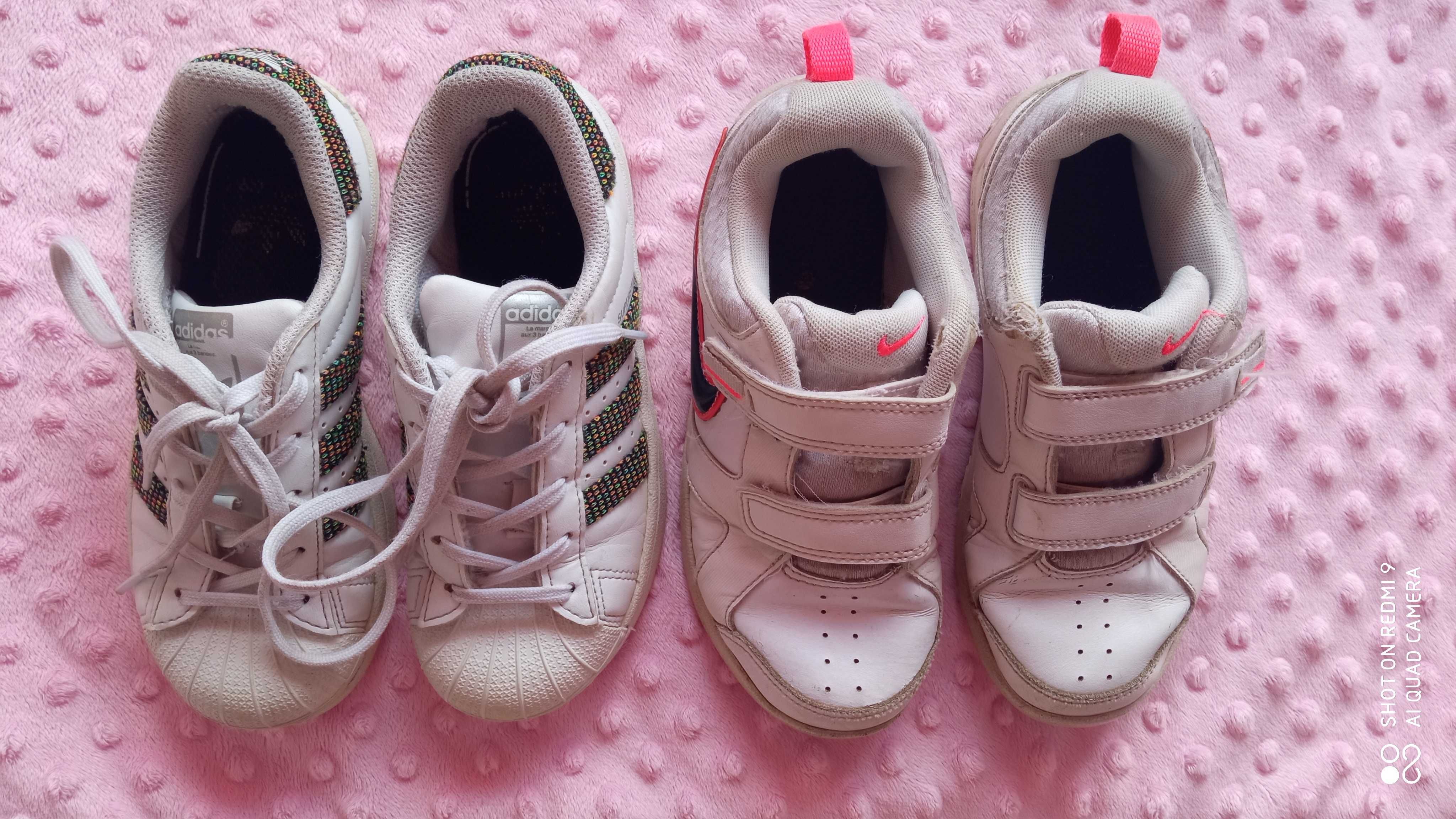 Białe buty sportowe dla dziewczynki adidasy Adidas i Nike r. 30, 31