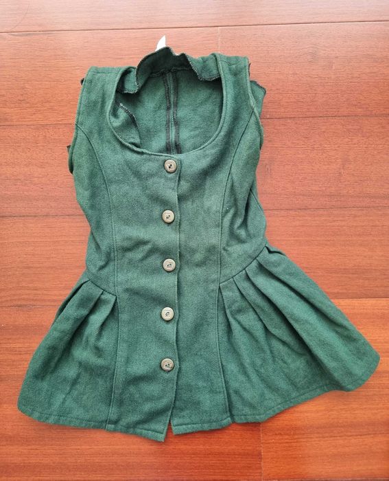 Vestido quentinho verde escuro sem mangas, 24 meses