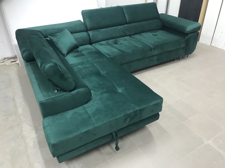 Narożnik w tkaninie ROYAL z funkcją spania i pojemnikiem na pościel