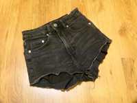 H&M krótkie spodenki szorty jeans wysoki stan postrzępione rozm 32 XXS