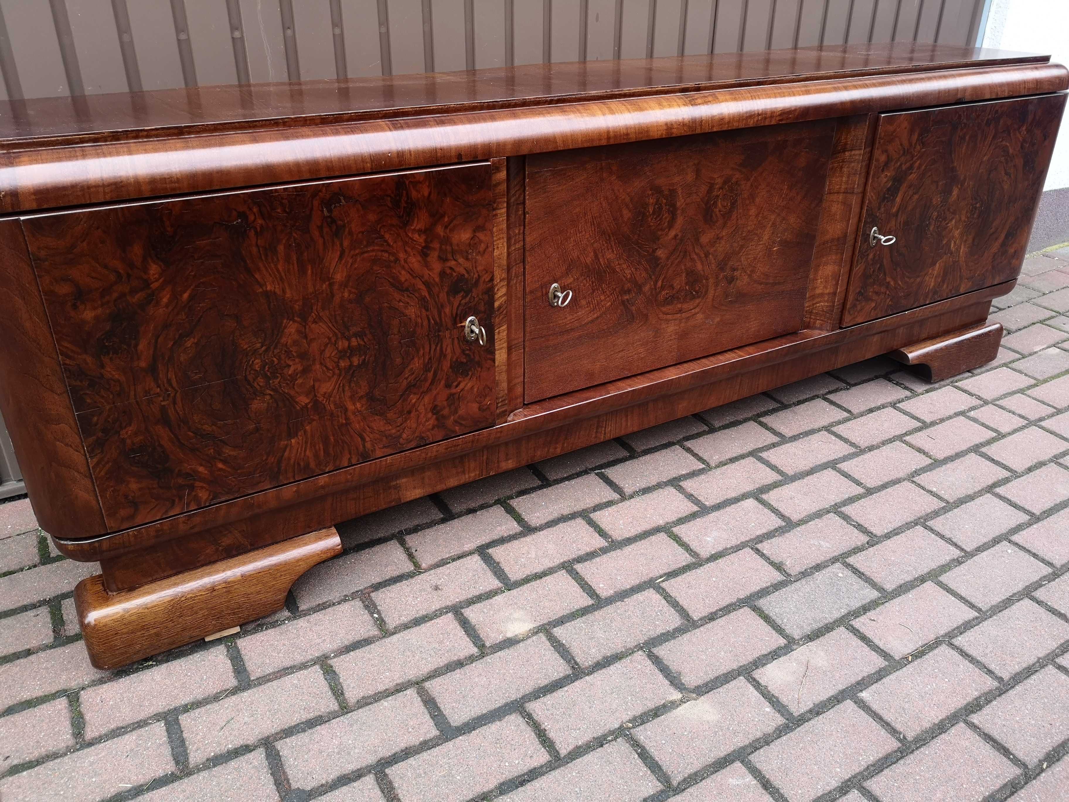 Komoda ART-DECO Solidna 200 Orzech RTV Niska Stara Antyk Po Renowacji.