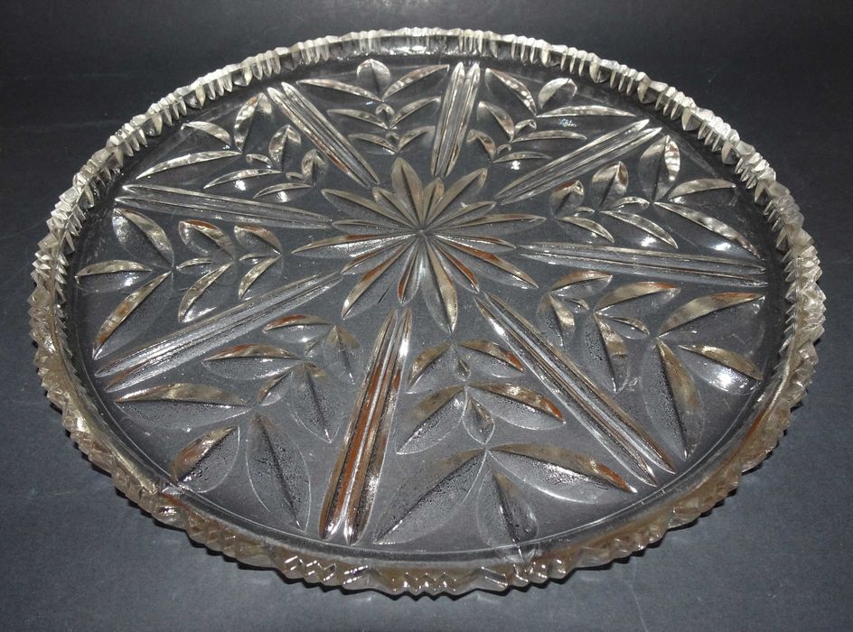 Kryształowy talerz, patera, tortownica, kryształ prl, vintage